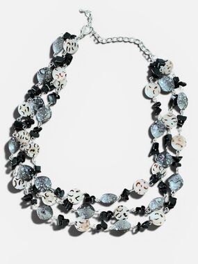 Multi-Strand Black and White Beaded Necklace - Unbranded
